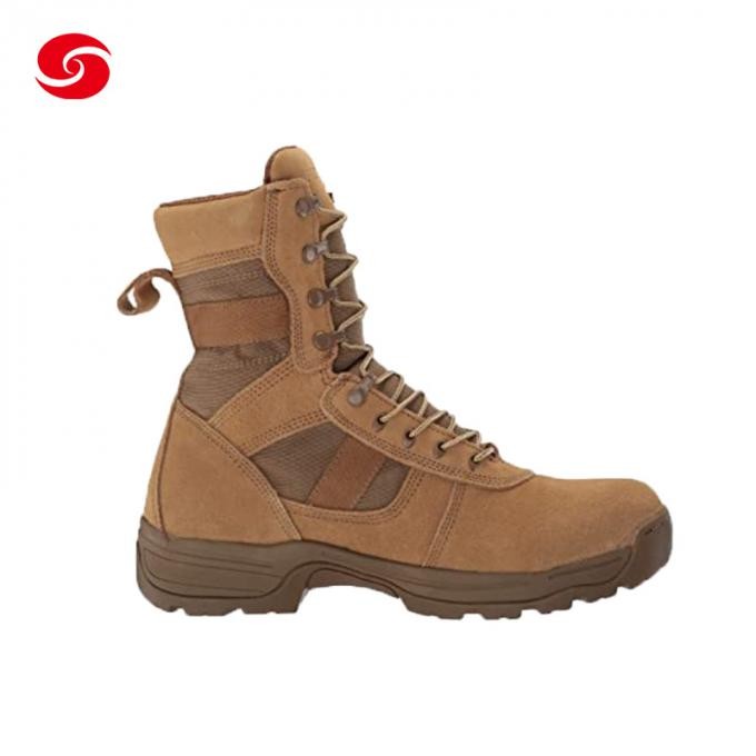 Military Molded Sole Leather Army Combat Boots with Heel Black Ligthtweight Boots