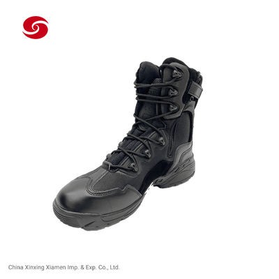 Black Military Tactical Combat Leather Oxford Fabric Tactical Police Boots