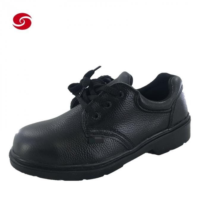 Black Steel Toe Plate PU Leather Functional Work Anti Slip Labor Safety Shoes