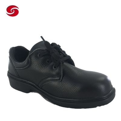 Black Steel Toe Plate PU Leather Functional Work Anti Slip Labor Safety Shoes