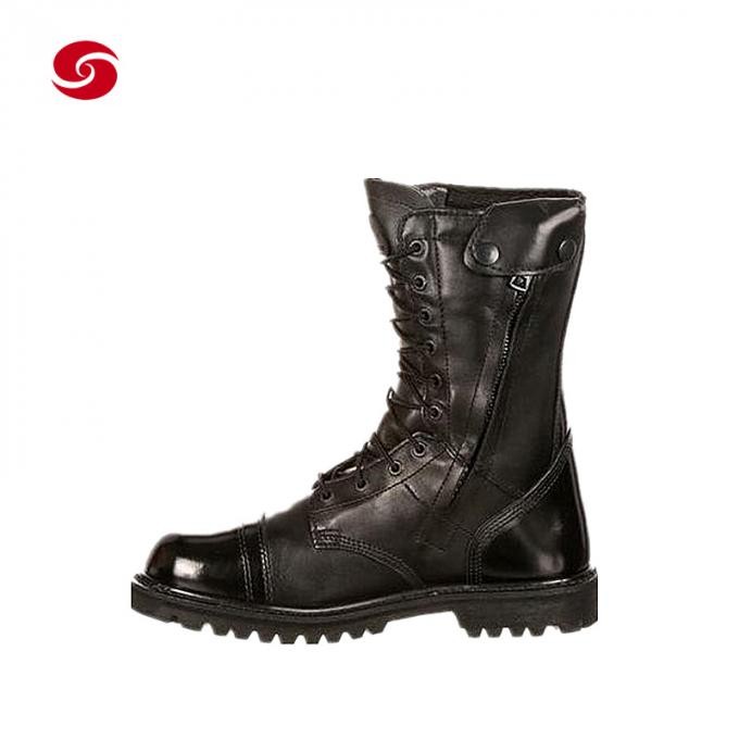 Black Full Leather Military Police Duty Boots for Man