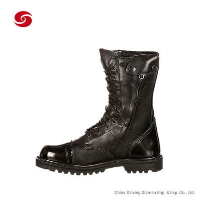 Black Full Leather Military Police Duty Boots for Man
