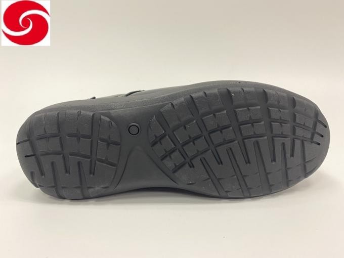 Resistance to Abrasion Less Than 50 / 3 Layer Rubber PU EVA Grain Leather Black Shoes