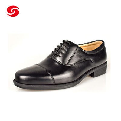 Full Grain Leather Rubber Outsole Military Army Black Officer Shoes