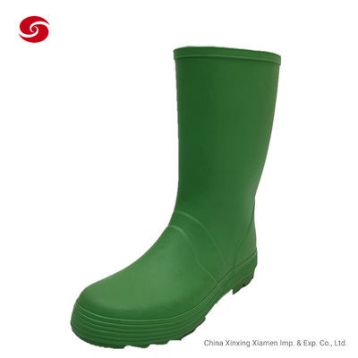 Green Custom Logo Duty Rain PVC Men Safety Steel Toe Working Rubber Gum Boots