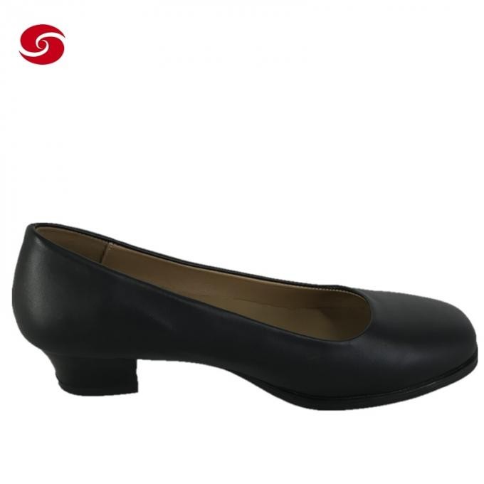 Female Lady High Heel Leather Military Police Officer Shoes for Women
