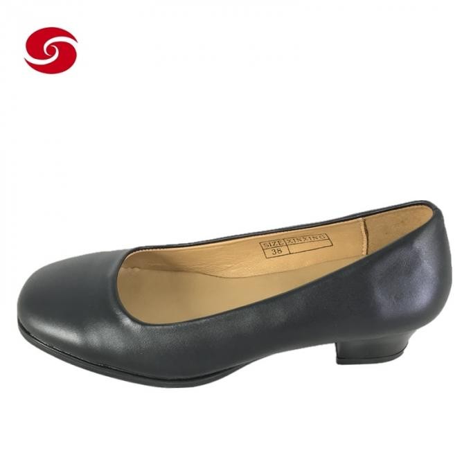 Female Lady High Heel Leather Military Police Officer Shoes for Women