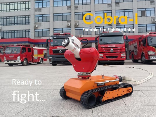Cobra-I Portable Fire Fighting Robot Faster to Deploy and Retrieve Small but Tough