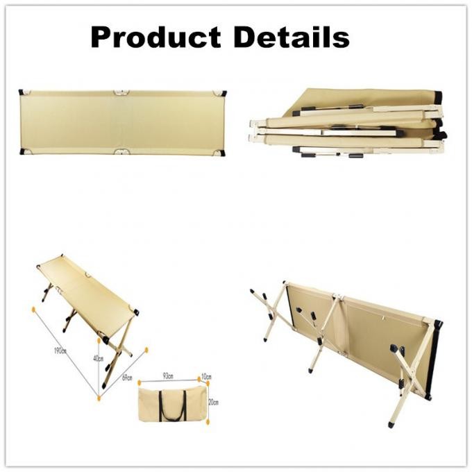 Steel Frame Sleep Adjustable Foldable Portable Single Military Army Outdoor Camping Bed