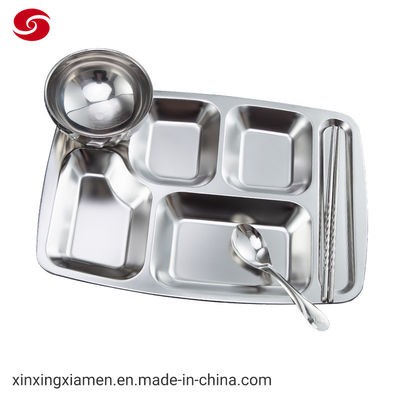 Stainless Steel Food Tray Rectangular Dinner Plate or Snack Serving Tray