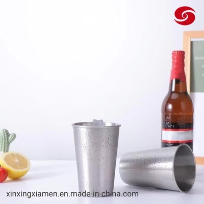 Hot Sale 12oz Wholesale Custom Logo Stackable Single Wall 304 Stainless Steel Pint Cup to Stack Bar Tumbler Beer Cup