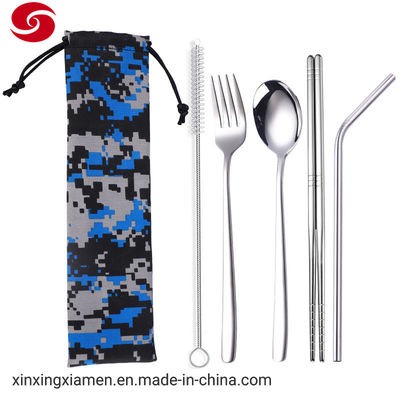 Dinnerware Stainless Steel Mirror Polishing Cutlery with Fork and Straw