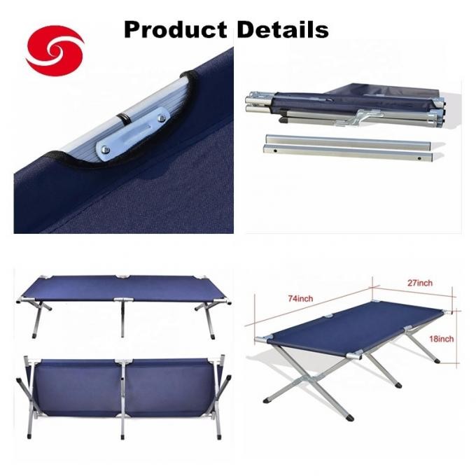 High Quality Outdoor Steel Aluminum Frame Trip Military Army Folding Camping Bed