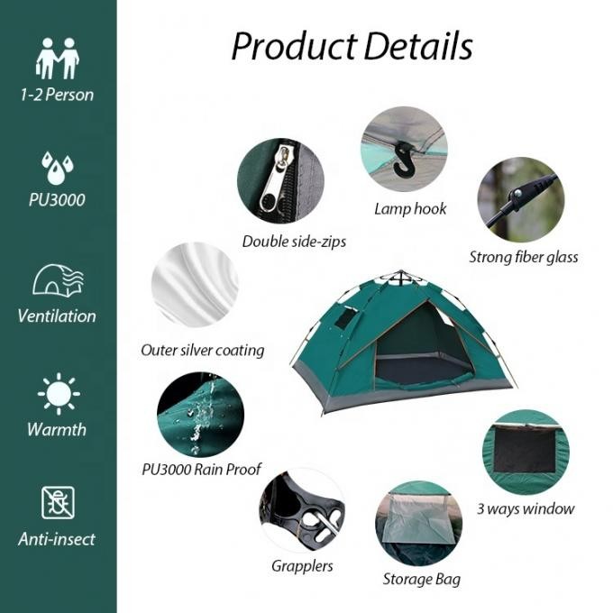 Waterproof 1-2 Person Hiking Military Beach Folding Automatic Popup Individual Tent for Outdoor