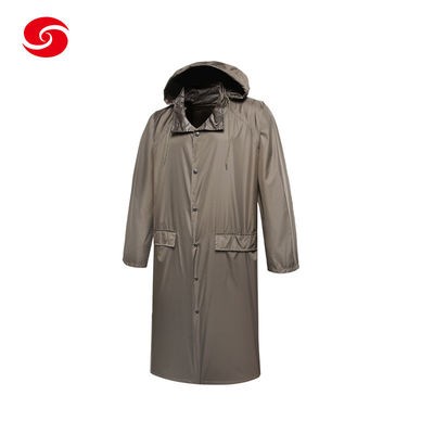 Olive Green Color Men′s Long Rain Coat for out Door