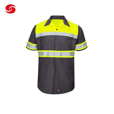 Short Sleeve Safety Work Suit With Visibility Reflective Tape