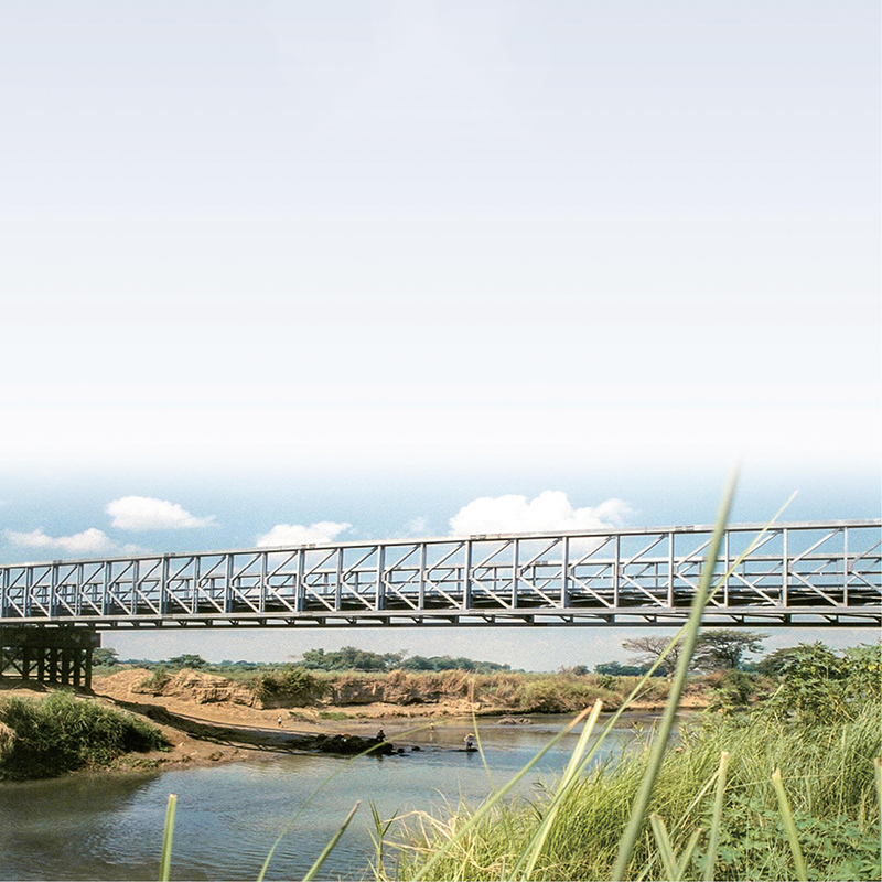 Long-span permanent steel bridge