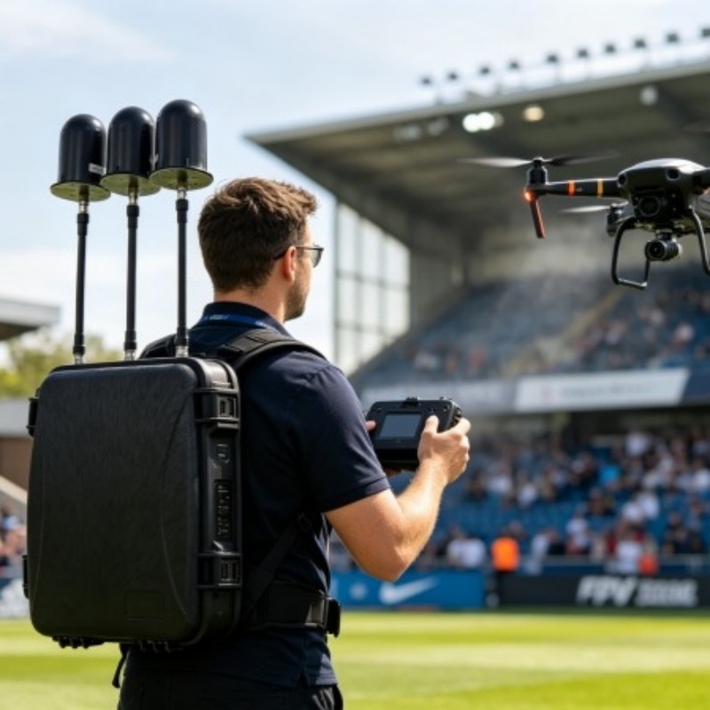 Portable Anti-Drone Backpack Jammer for FPV UAV Protection